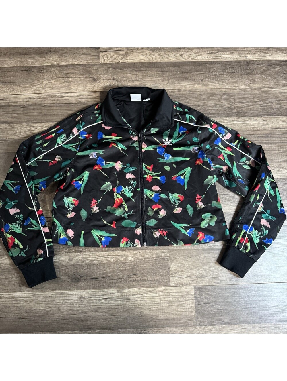 Adidas Originals Bellista Cropped Jacket Track Womens S Black Multicolor Floral